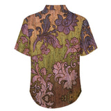Wooden Texture Pattern Faux Linen Button Down Shirt with chest pocket