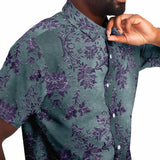 Embossed Purple Velvet Button Down Shirt