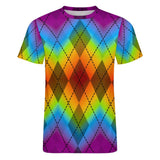 Rainbow Gradient Pride Argyle Cotton T-Shirt