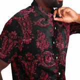 Embossed Claret Velvet Button Down Shirt 6