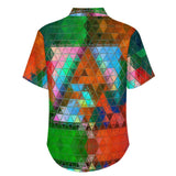 Triangles in a Square Faux Linen Button Down Shirt with chest pocket