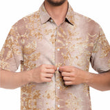 Embossed Champagne Velvet Button Down Shirt 2