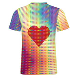 Rainbow Stripes heart Pride Cotton T-shirt