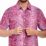 Embossed Pink Velvet Button Down Shirt 2