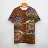Embossed Flower Pattern Cotton T-Shirt 7