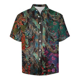 Embossed Rustic Design Faux Linen Button Down Shirt with Chest Pocket 5