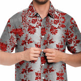 Embossed Claret Velvet Button Down Shirt