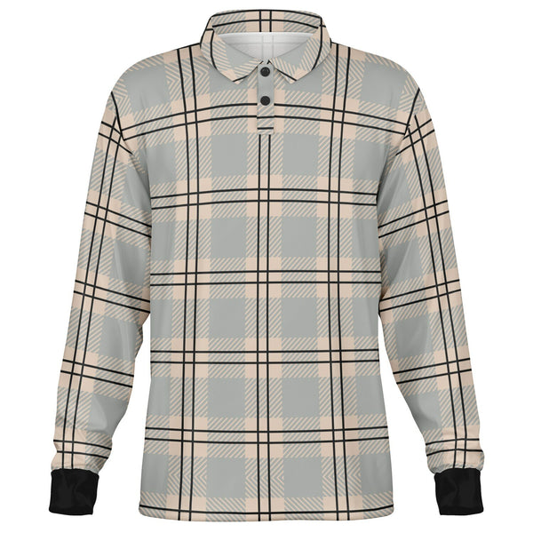 Bow Tie Plaid Long Sleeve Polo