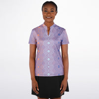 Women's Patterned Stand Up Collar Polo