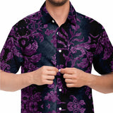 Embossed Purple Velvet Button Down Shirt 6