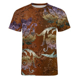 Embossed Flower Pattern Cotton T-Shirt 7