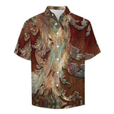 Embossed Rustic Design Faux Linen Button Down Shirt with Chest Pocket 15