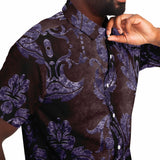 Embossed Purple Velvet Button Down Shirt 8