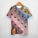 Gradient Leaves Pattern Cotton T-Shirt 7
