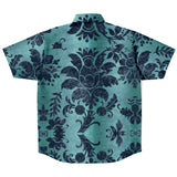 Embossed Blue Velvet Button Down Shirt 2
