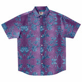 Embossed Blue Velvet Button Down Shirt 7
