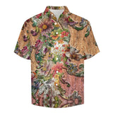 Embossed Rustic Design Faux Linen Button Down Shirt with Chest Pocket 14