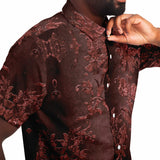 Embossed Russet Velvet Button Down Shirt 8