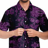 Embossed Purple Velvet Button Down Shirt 7