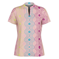 Women's Patterned Stand Up Collar Polo