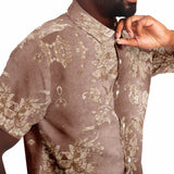 Embossed Champagne Velvet Button Down Shirt 4