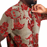 Embossed Claret Velvet Button Down Shirt 4