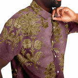 Embossed Gold Velvet Button Down Shirt 2