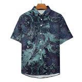 Embossed Rustic Design Faux Linen Button Down Shirt with Chest Pocket 2