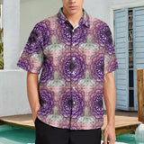 Geometric Pattern Button-Down Shirt with pocket