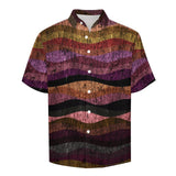 Wavy Bark Texture Pattern Faux Linen Button Down Shirt with chest pocket 2
