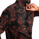 Embossed Russet Velvet Button Down Shirt 6