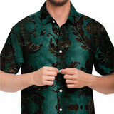 Embossed Black Velvet Button Down Shirt 6
