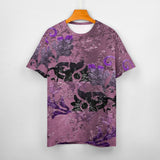 Embossed Flower Pattern Cotton T-Shirt 9