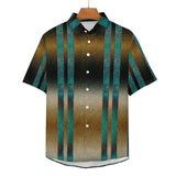 Gradient Linen Double Side Stripe Pattern Faux Linen Button Down Shirt with chest pocket 2