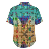 Prisms and Jelly Beans Faux Linen Button Down Shirt with chest pocket