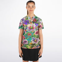 Women's Flowers Stand Up Collar Polo