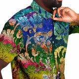 Embossed Rainbow Short Sleeve Button Down Shirt