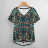 Tortoise Shell Wide Low Cut V-neck T-Shirt