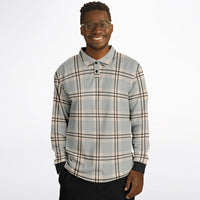 Bow Tie Plaid Long Sleeve Polo