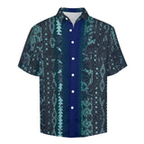 Tribal Pattern Faux Linen Shirt with pocket 5