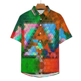 Triangles in a Square Faux Linen Button Down Shirt with chest pocket
