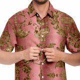 Embossed Gold Velvet Button Down Shirt 9