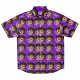 3D Purple & Gold Flower Button Down Shirt