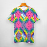 Rainbow Argyle Hot Pink Cotton T-Shirt