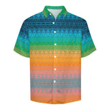 Gradient Triangle Pattern  Faux Linen Button Down Shirt with chest pocket 2