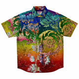 Embossed Rainbow Short Sleeve Button Down Shirt