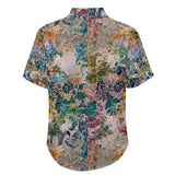 Embossed Rustic Design Faux Linen Button Down Shirt with Chest Pocket 9