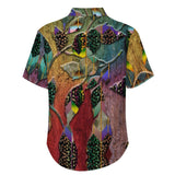 Embossed Leaf Texture Pattern Faux Linen Button Down Shirt with chest pocket 2