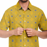 Yellow Gray Wave Circle Button Down