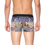 Lavender Embossed Flowers Men's Boxer Briefs with Fly